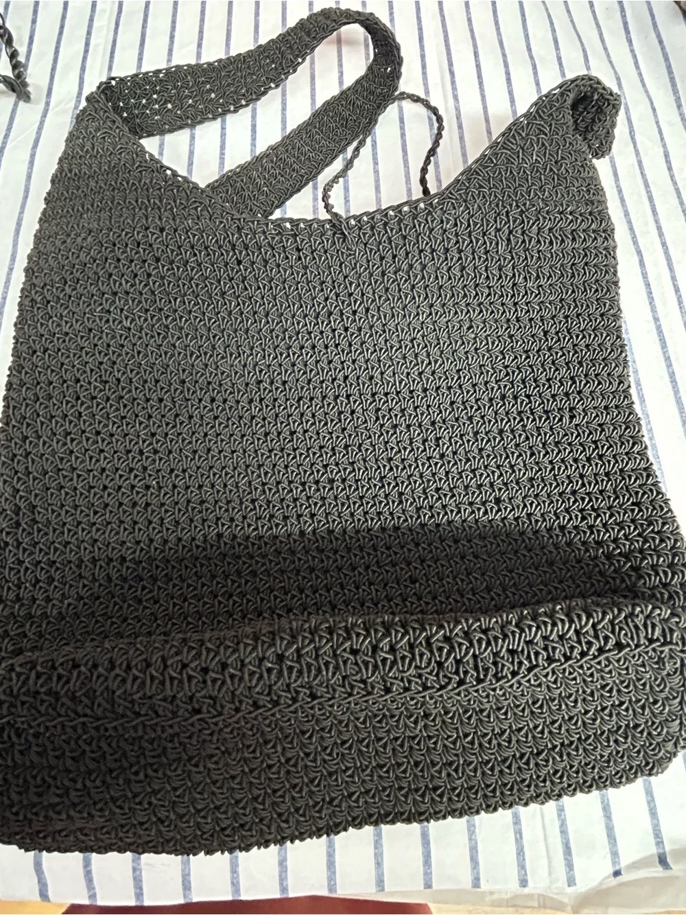 Kathie Lee Collection Black Crochet Hobo Bag